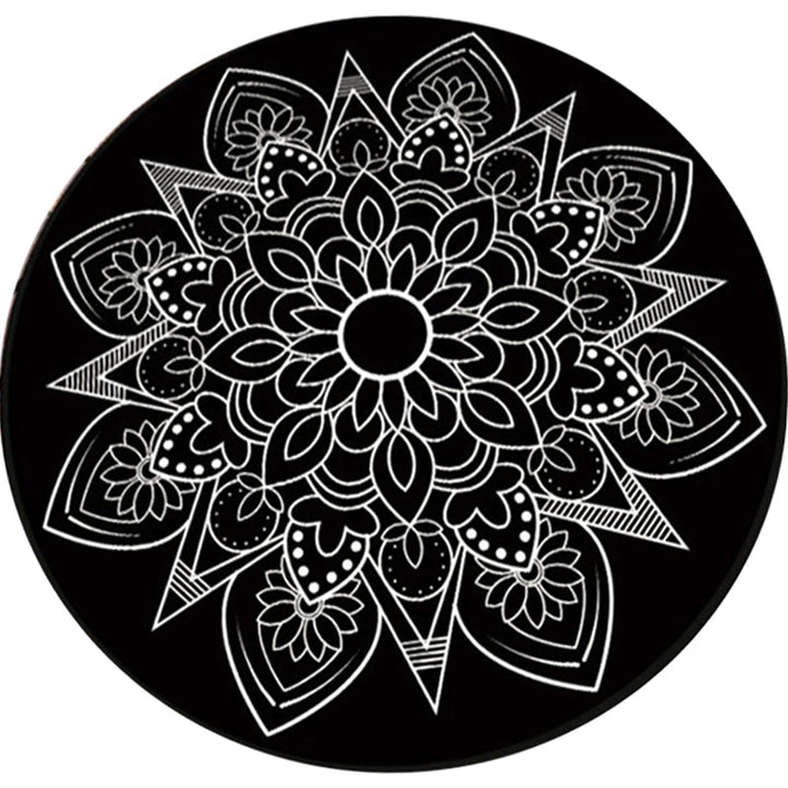 Lisslune | Tribal Medallion Rug Black and White Southwest Rug Polyester Washable Area Rug for Living Room