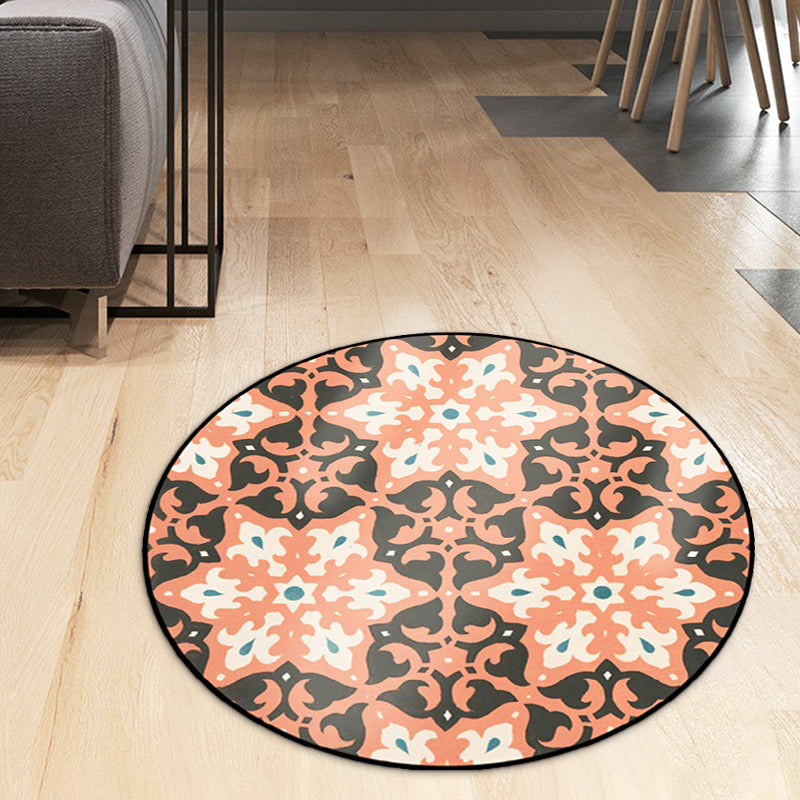 Lisslune | Classic Southwest Rug Orange and Pink Tribal Rug Polyester Non-Slip Back Rug for Living Room