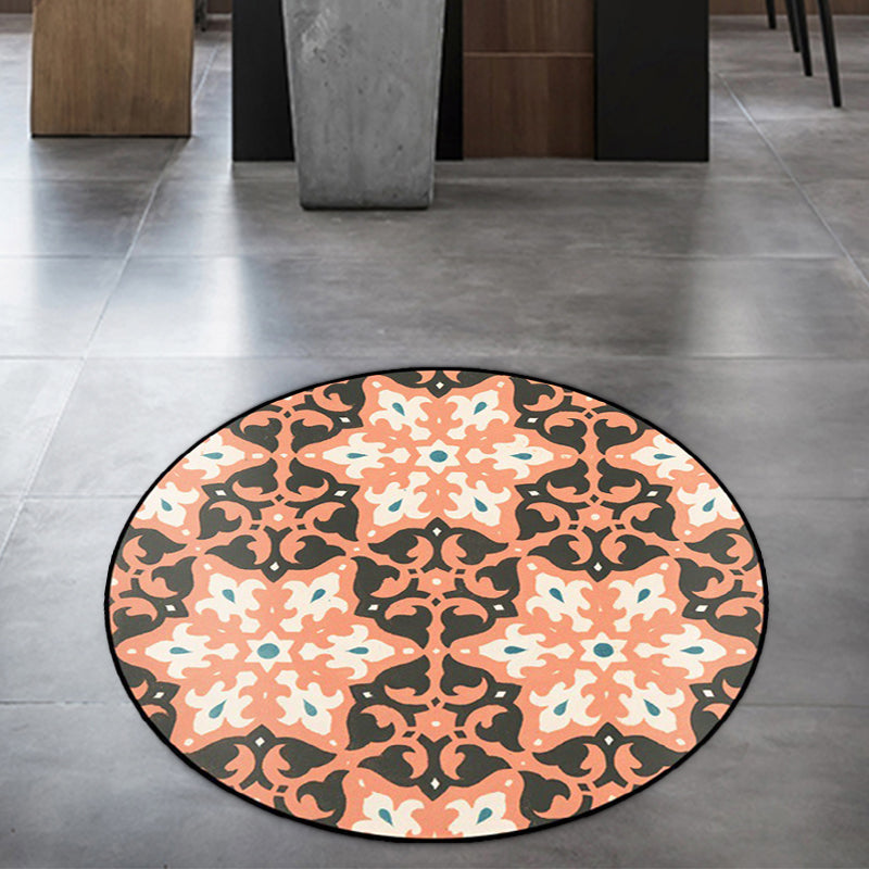 Lisslune | Classic Southwest Rug Orange and Pink Tribal Rug Polyester Non-Slip Back Rug for Living Room