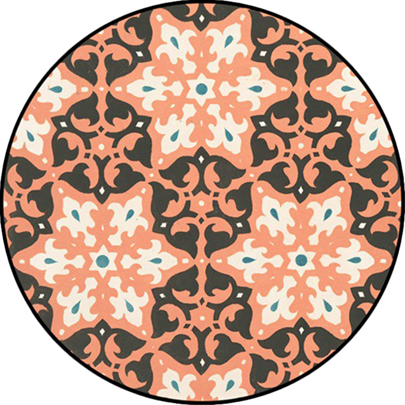 Lisslune | Classic Southwest Rug Orange and Pink Tribal Rug Polyester Non-Slip Back Rug for Living Room