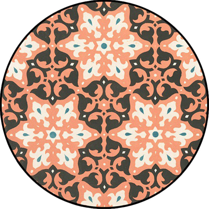 Lisslune | Classic Southwest Rug Orange and Pink Tribal Rug Polyester Non-Slip Back Rug for Living Room
