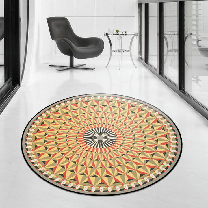 Lisslune | Moroccan floral geometric rug yellow polyester rug non-slip backing area rug for bedroom