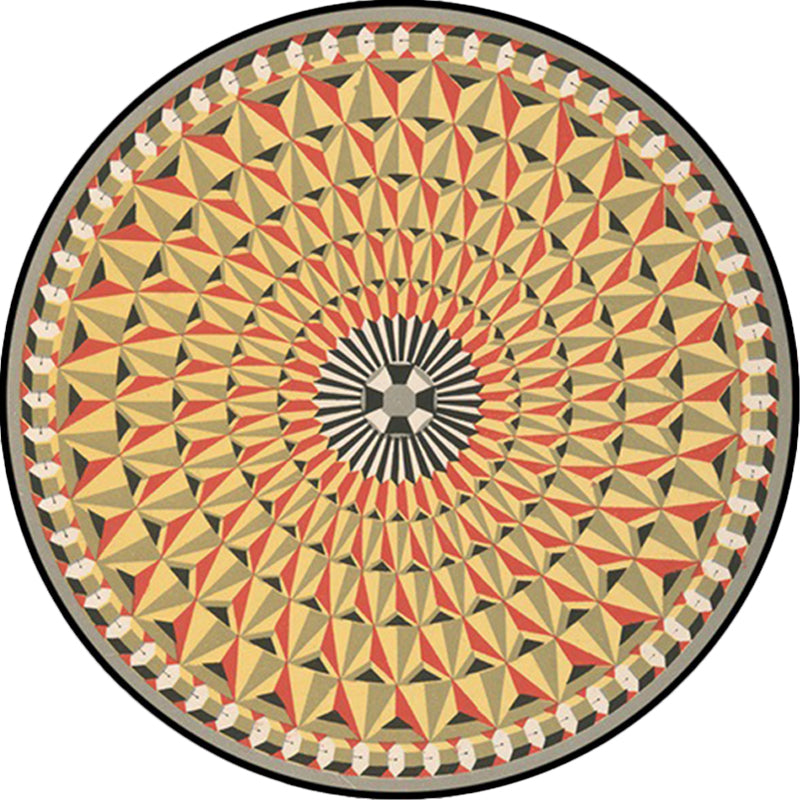 Lisslune | Moroccan floral geometric rug yellow polyester rug non-slip backing area rug for bedroom