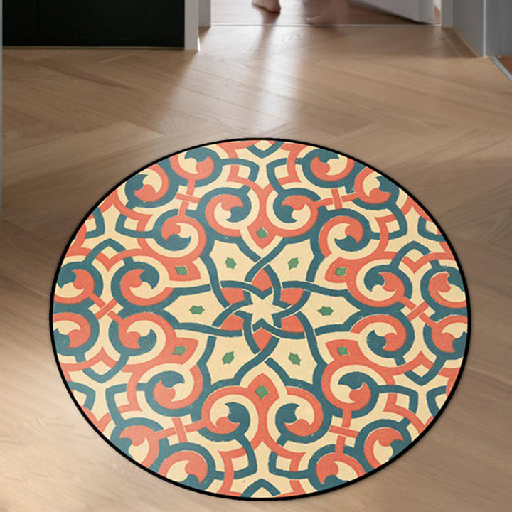 Lisslune | Orange Americana Rug Polyester Southwestern Rug Non-slip Backing Rug for Bedroom