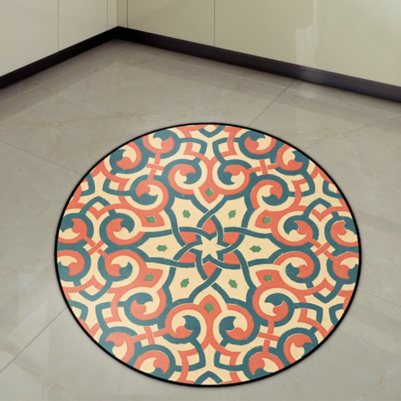 Lisslune | Orange Americana Rug Polyester Southwestern Rug Non-slip Backing Rug for Bedroom