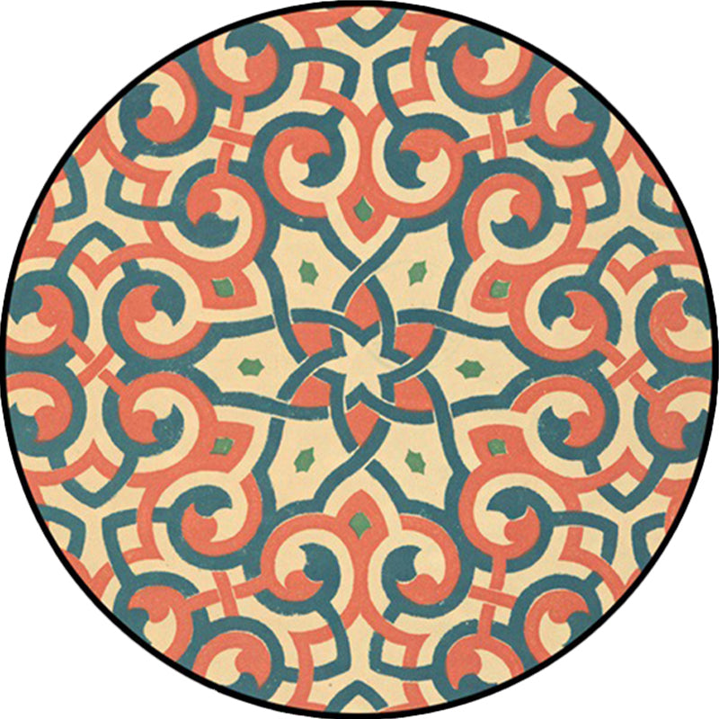 Lisslune | Orange Americana Rug Polyester Southwestern Rug Non-slip Backing Rug for Bedroom