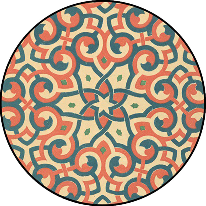 Lisslune | Orange Americana Rug Polyester Southwestern Rug Non-slip Backing Rug for Bedroom