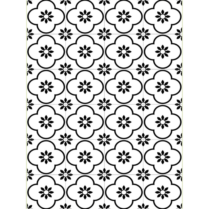 Lisslune | Moroccan living room rug in white floral square pattern rug polyester non-slip area rug