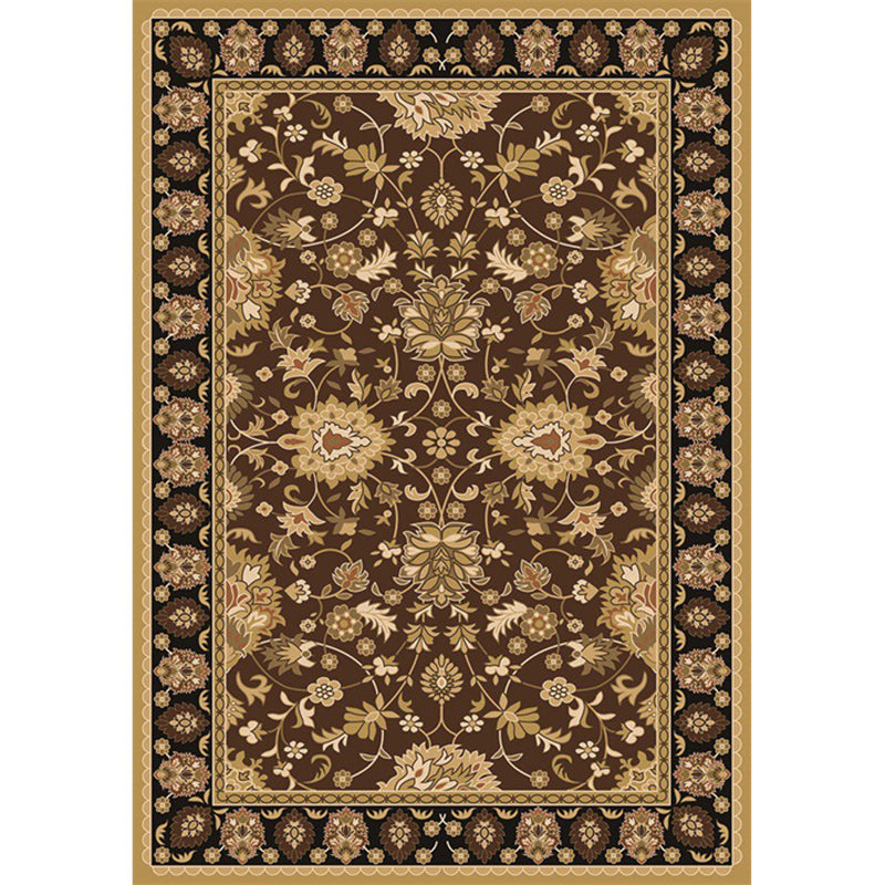 Lisslune | Persian petal pattern rug in brown Moroccan rug polyester non-slip mat rug for bedroom
