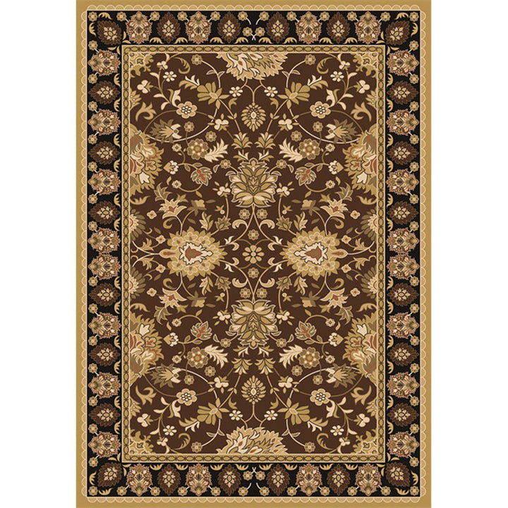 Lisslune | Persian petal pattern rug in brown Moroccan rug polyester non-slip mat rug for bedroom