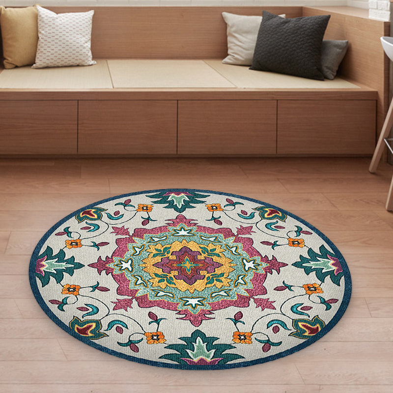 Lisslune | Classic Blue and Red Americana Carpet Synthetic Tribal Carpet Non-Slip Back Carpet for Bedroom