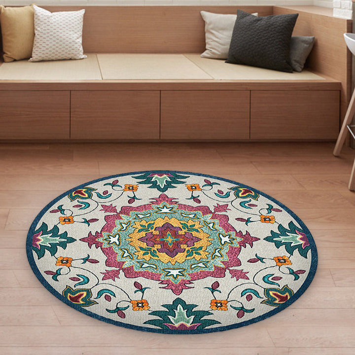 Lisslune | Classic Blue and Red Americana Carpet Synthetic Tribal Carpet Non-Slip Back Carpet for Bedroom
