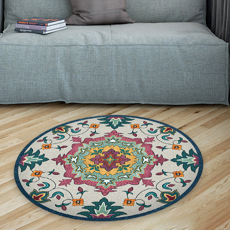 Lisslune | Classic Blue and Red Americana Carpet Synthetic Tribal Carpet Non-Slip Back Carpet for Bedroom