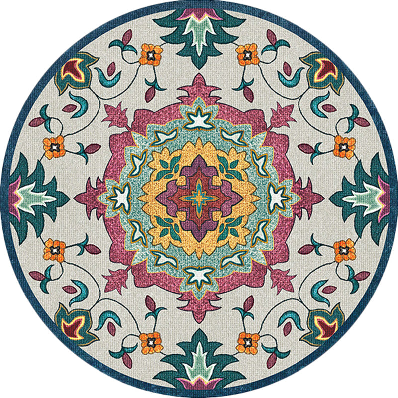 Lisslune | Classic Blue and Red Americana Carpet Synthetic Tribal Carpet Non-Slip Back Carpet for Bedroom