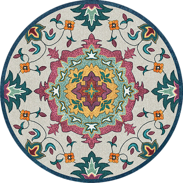 Lisslune | Classic Blue and Red Americana Carpet Synthetic Tribal Carpet Non-Slip Back Carpet for Bedroom