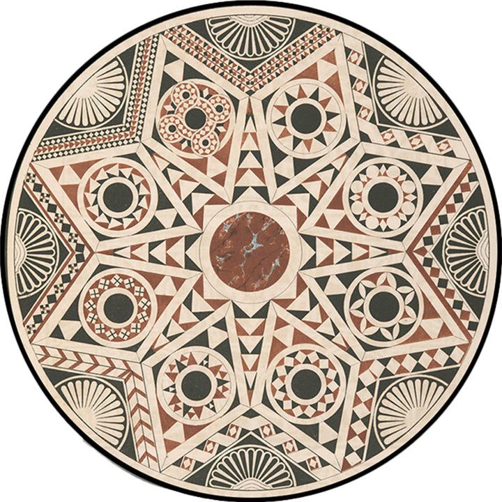 Lisslune | Vintage Southwest Geometric Rug Beige Tribal Rug Polyester Non-Slip Mat Rug for Living Room