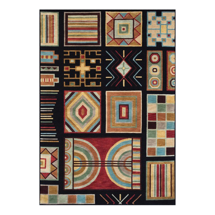 Lisslune | Oriental Geometric Diamond Pattern Rug in Black Moroccan Rug Polyester Non-Slip Back Rug for Bedroom