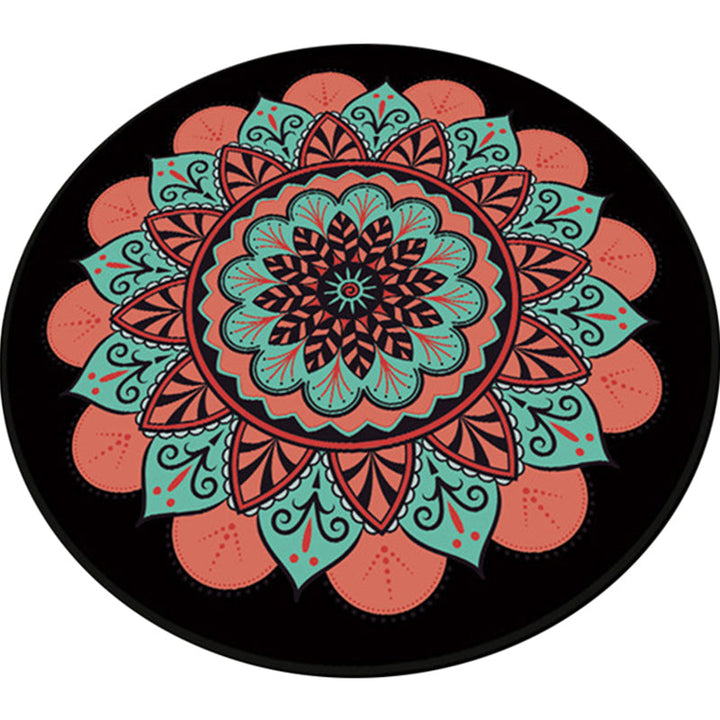 Lisslune | Pink and black southwestern rug Polyester Tribal Floral rug washable rug for the living room