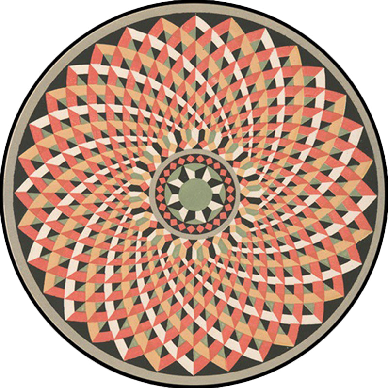 Lisslune | Orange and pink Moroccan carpet polyester flower rug non-slip backing rug for living room