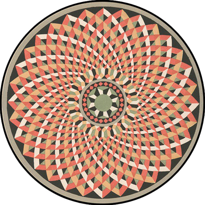 Lisslune | Orange and pink Moroccan carpet polyester flower rug non-slip backing rug for living room