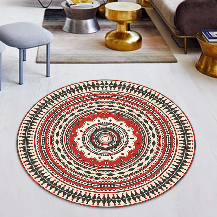 Lisslune | Classic red Southwest rug Polyester tribal rug washable rug for the bedroom