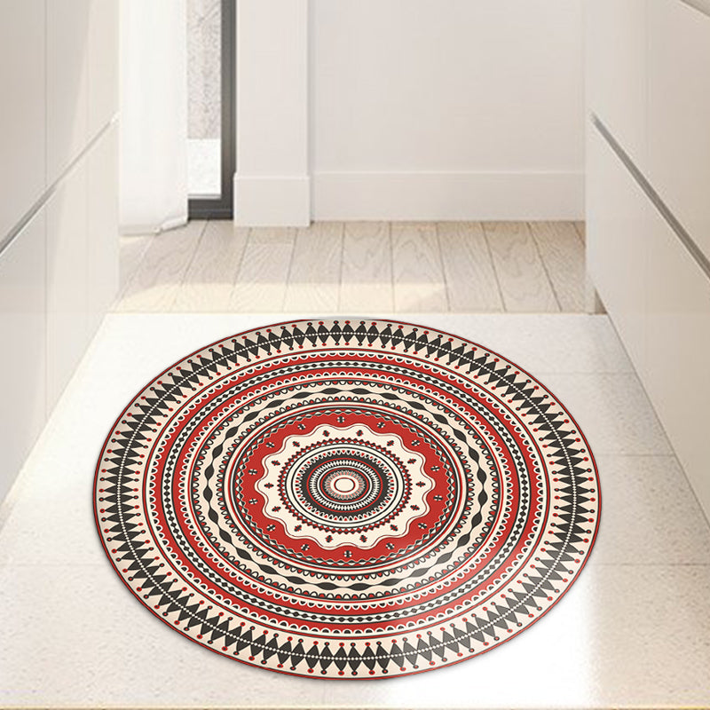 Lisslune | Classic red Southwest rug Polyester tribal rug washable rug for the bedroom