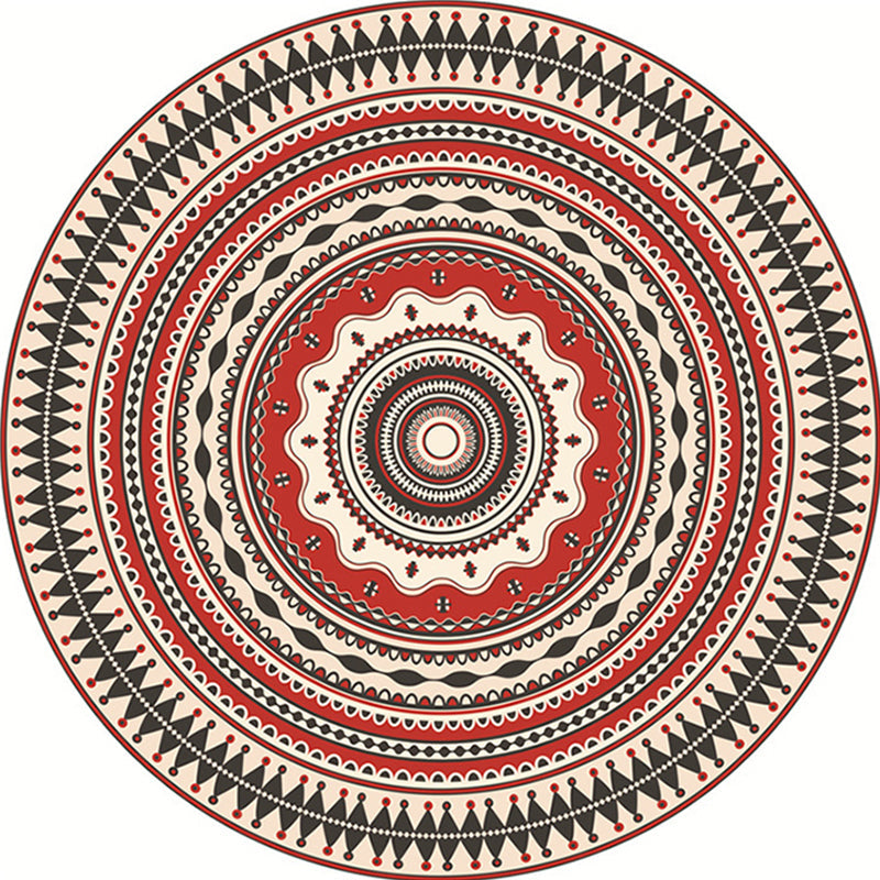 Lisslune | Classic red Southwest rug Polyester tribal rug washable rug for the bedroom