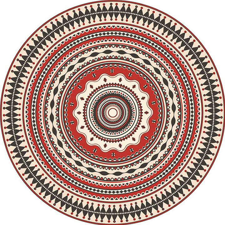 Lisslune | Classic red Southwest rug Polyester tribal rug washable rug for the bedroom