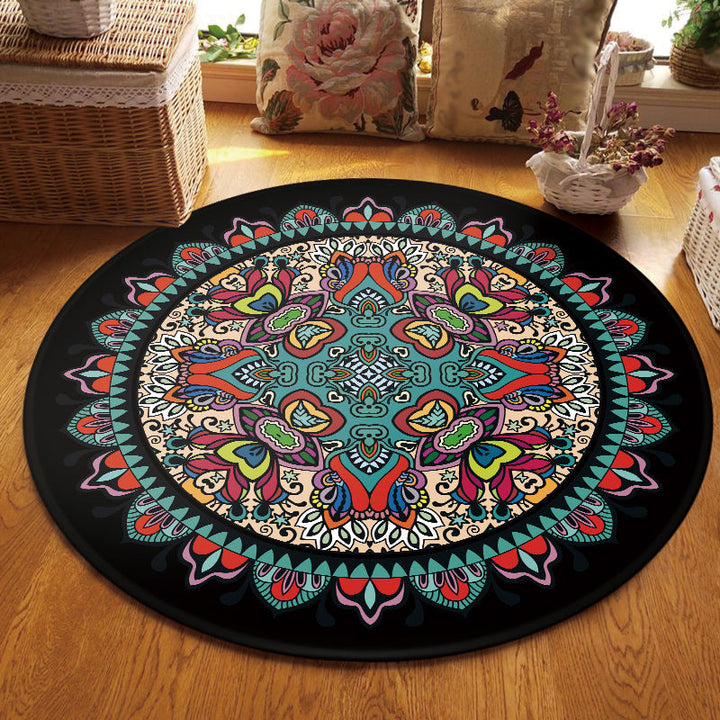 Lisslune | Tribal Southwestern Carpet Blue and Black Polyester Rug Non-Slip Back Rug for Bedroom