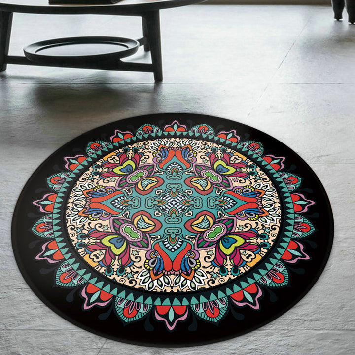 Lisslune | Tribal Southwestern Carpet Blue and Black Polyester Rug Non-Slip Back Rug for Bedroom