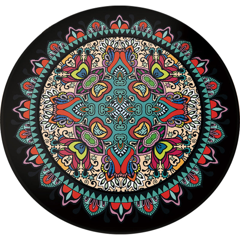 Lisslune | Tribal Southwestern Carpet Blue and Black Polyester Rug Non-Slip Back Rug for Bedroom