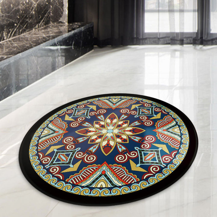 Lisslune | Blue and Black Americana Rug Polyester Southwestern Rug non-slip backing Rug for Bedroom