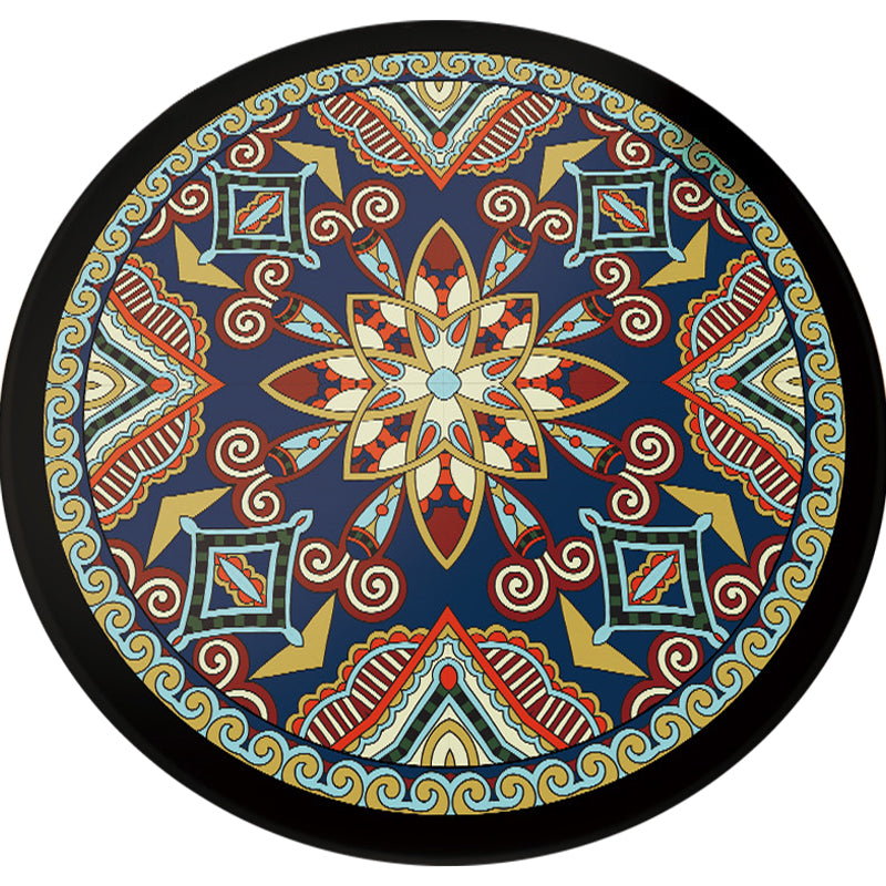 Lisslune | Blue and Black Americana Rug Polyester Southwestern Rug non-slip backing Rug for Bedroom