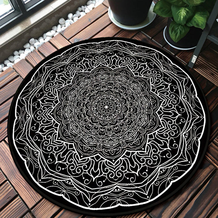 Lisslune | American Southwestern Carpet Black and White Polyester Carpet Washable Area Rug for Living Room