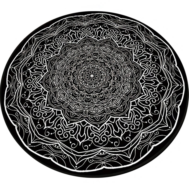 Lisslune | American Southwestern Carpet Black and White Polyester Carpet Washable Area Rug for Living Room