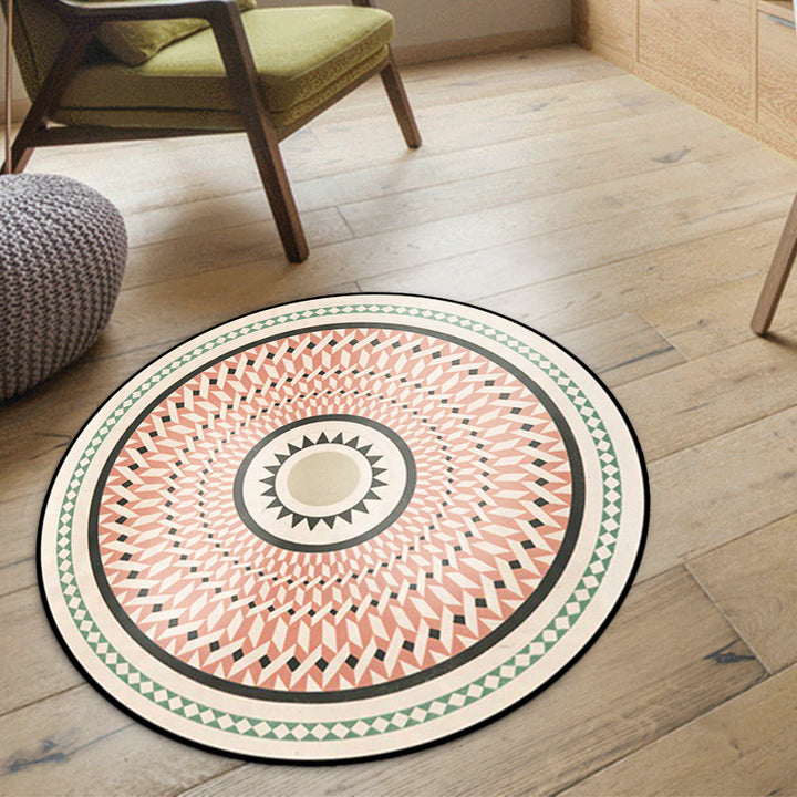 Lisslune | Classic Southwestern Geometric Rug Pink and White Americana Rug Polyester Non-Slip Back Living Room Area Rug for the Living Room