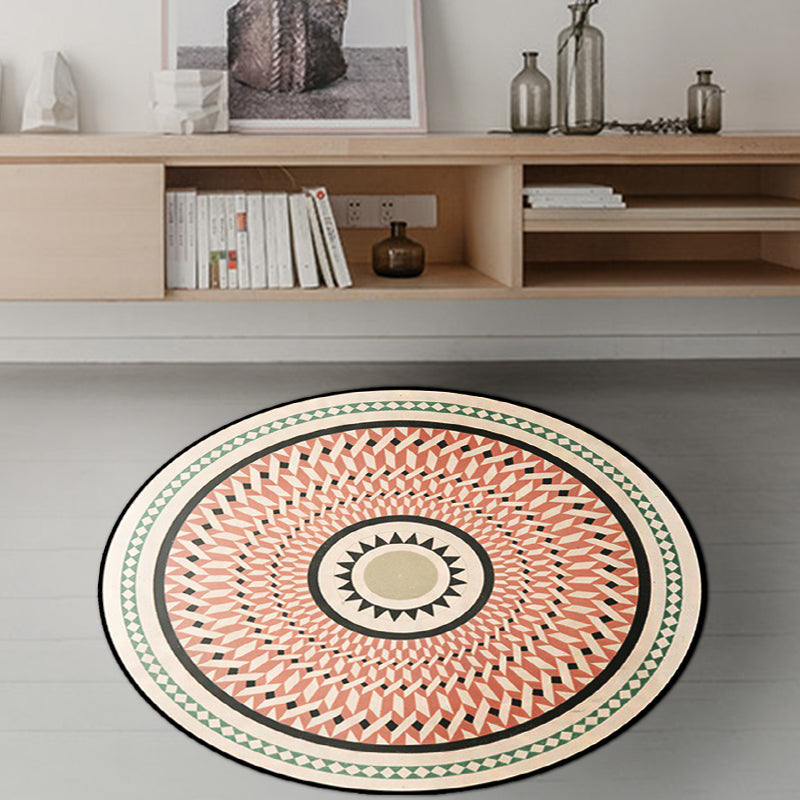 Lisslune | Classic Southwestern Geometric Rug Pink and White Americana Rug Polyester Non-Slip Back Living Room Area Rug for the Living Room