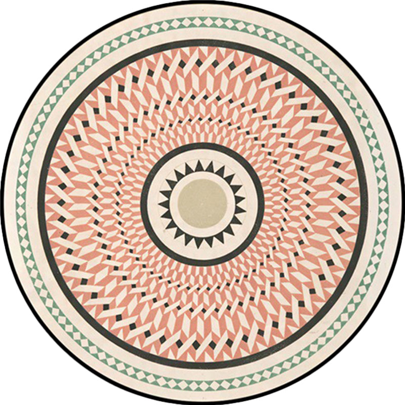 Lisslune | Classic Southwestern Geometric Rug Pink and White Americana Rug Polyester Non-Slip Back Living Room Area Rug for the Living Room