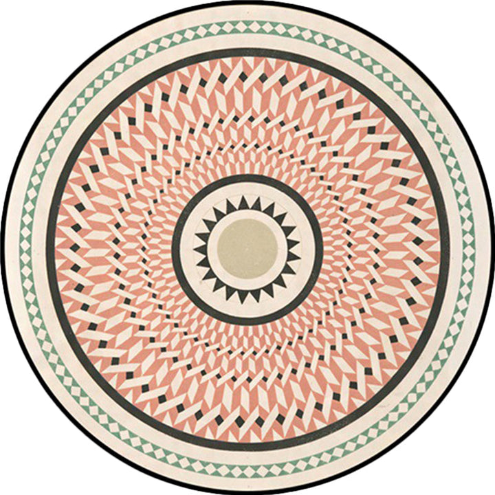Lisslune | Classic Southwestern Geometric Rug Pink and White Americana Rug Polyester Non-Slip Back Living Room Area Rug for the Living Room