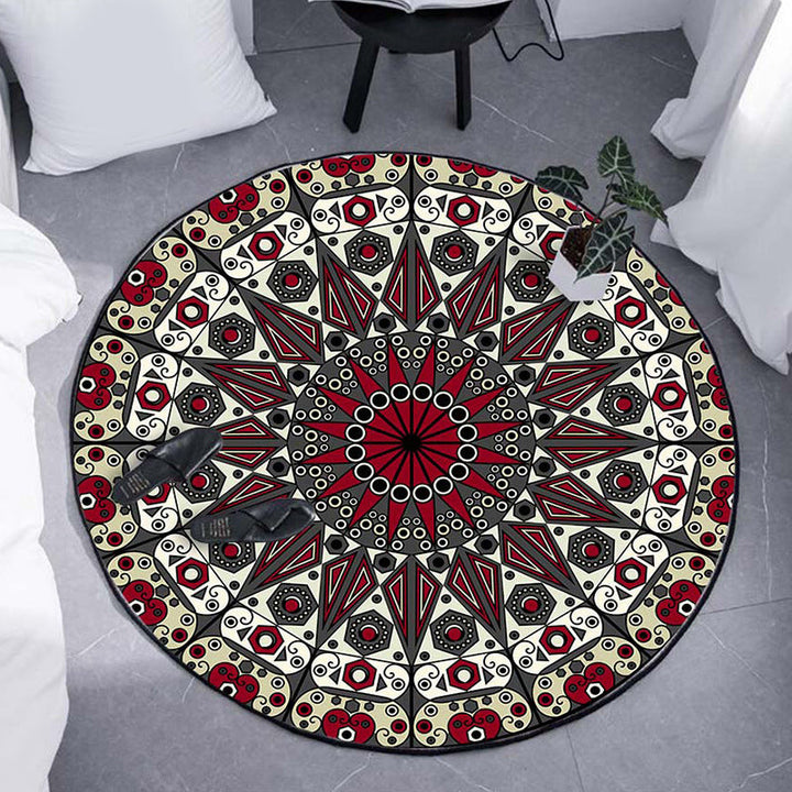 Lisslune | Moroccan Flower Carpet White and Red Polyester Carpet Non-Slip Backing Machine Washable Carpet for Bedroom