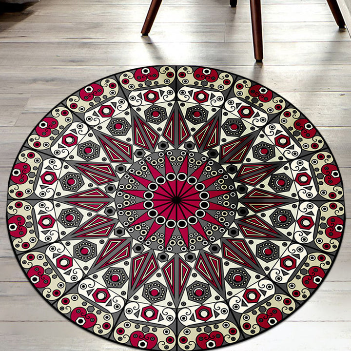 Lisslune | Moroccan Flower Carpet White and Red Polyester Carpet Non-Slip Backing Machine Washable Carpet for Bedroom