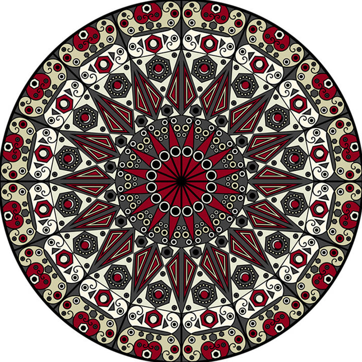 Lisslune | Moroccan Flower Carpet White and Red Polyester Carpet Non-Slip Backing Machine Washable Carpet for Bedroom