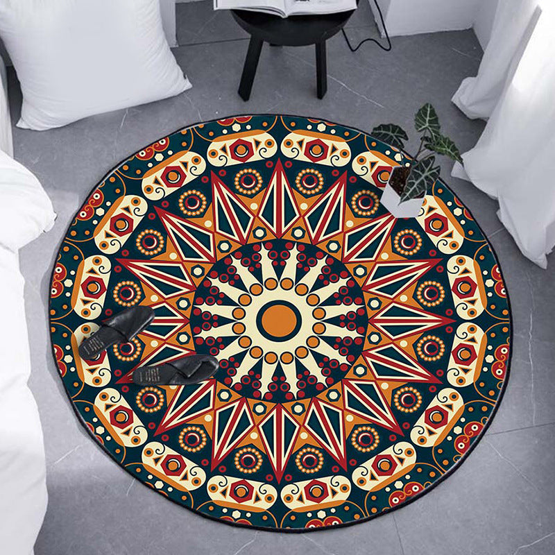 Lisslune | Moroccan Flower Carpet White and Red Polyester Carpet Non-Slip Backing Machine Washable Carpet for Bedroom