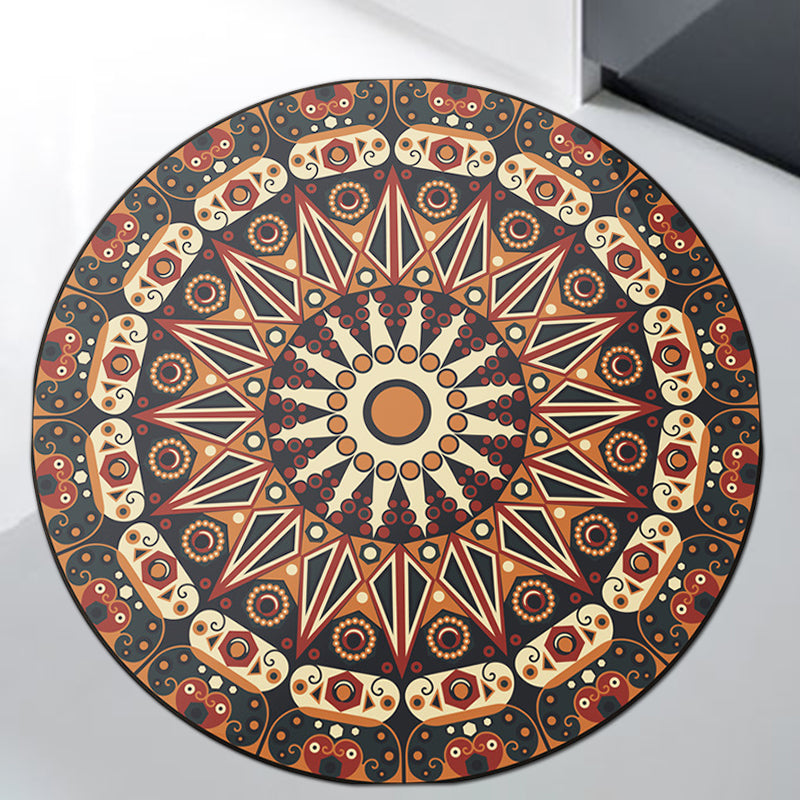 Lisslune | Moroccan Flower Carpet White and Red Polyester Carpet Non-Slip Backing Machine Washable Carpet for Bedroom
