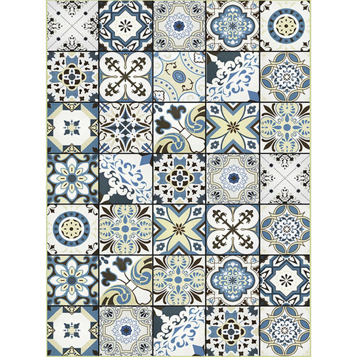 Lisslune | Persian floral pattern print rug in white Moroccan rug polyester non-slip backing rug for bedroom