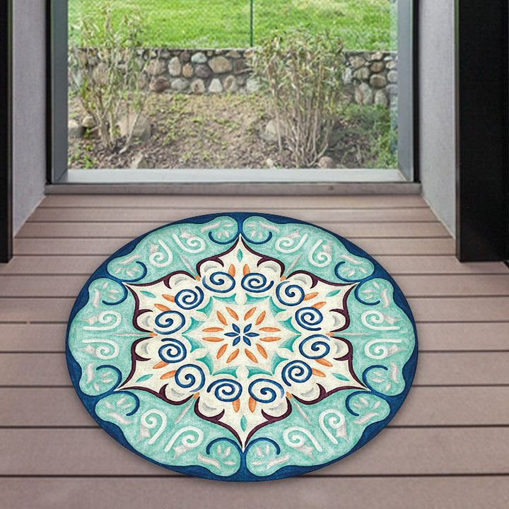 Lisslune | Vintage Southwestern Carpet Blue and Green Americana Carpet Synthetic Non-slip Back Carpet for Bedroom