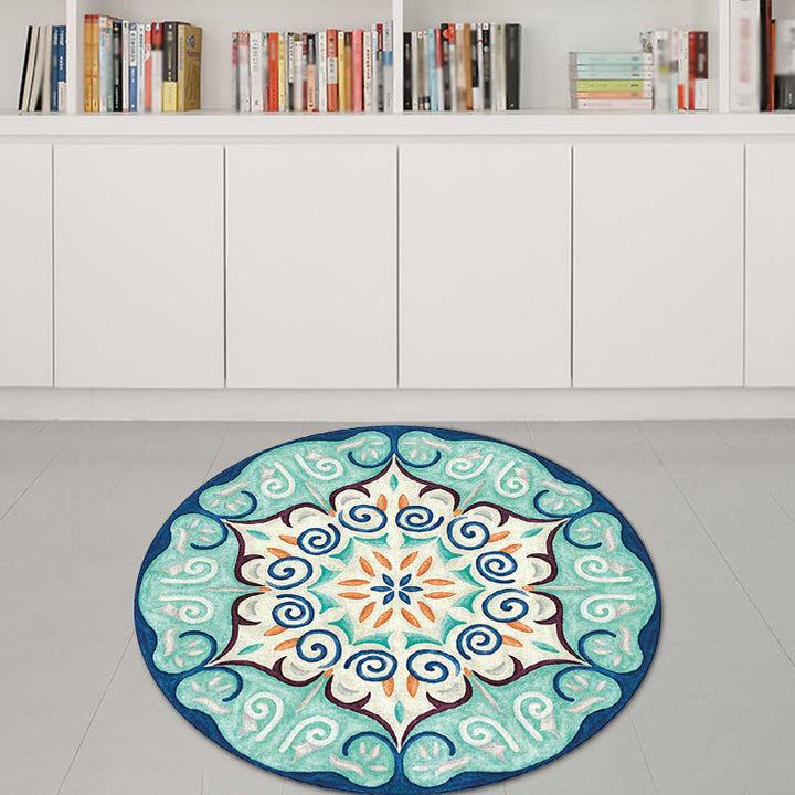 Lisslune | Vintage Southwestern Carpet Blue and Green Americana Carpet Synthetic Non-slip Back Carpet for Bedroom