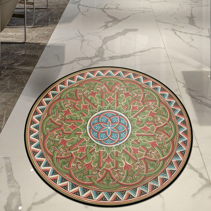 Lisslune | Classic Floral Leaf Rug Green Moroccan Rug Polyester Non-Slip Backing Rug for Bedroom