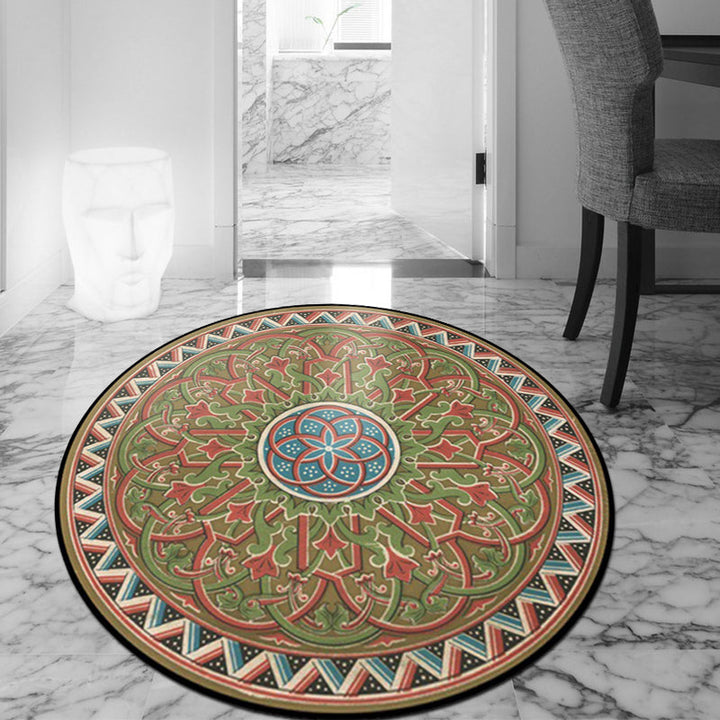 Lisslune | Classic Floral Leaf Rug Green Moroccan Rug Polyester Non-Slip Backing Rug for Bedroom