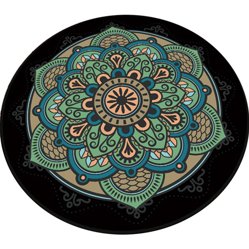 Lisslune | Retro green Southwest rug polyester tribal area rug washable rug for bedroom